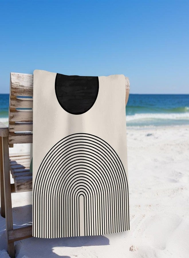 Tzhim Boho Beach Towel, Minimalist Black and Green Circle Pattern Pool Towels, Mid Century Modern Sand Towel Large Bath Towels Gifts for Women Girls, Boho Bathroom Decor, Coastal Boho Decor, 29x60in - Image 2